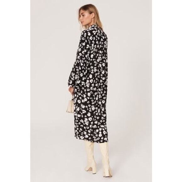 Ted Baker Black White Wilmy Longline Neck Bow Button Up Midi Dress Size 2 - Picture 1 of 16